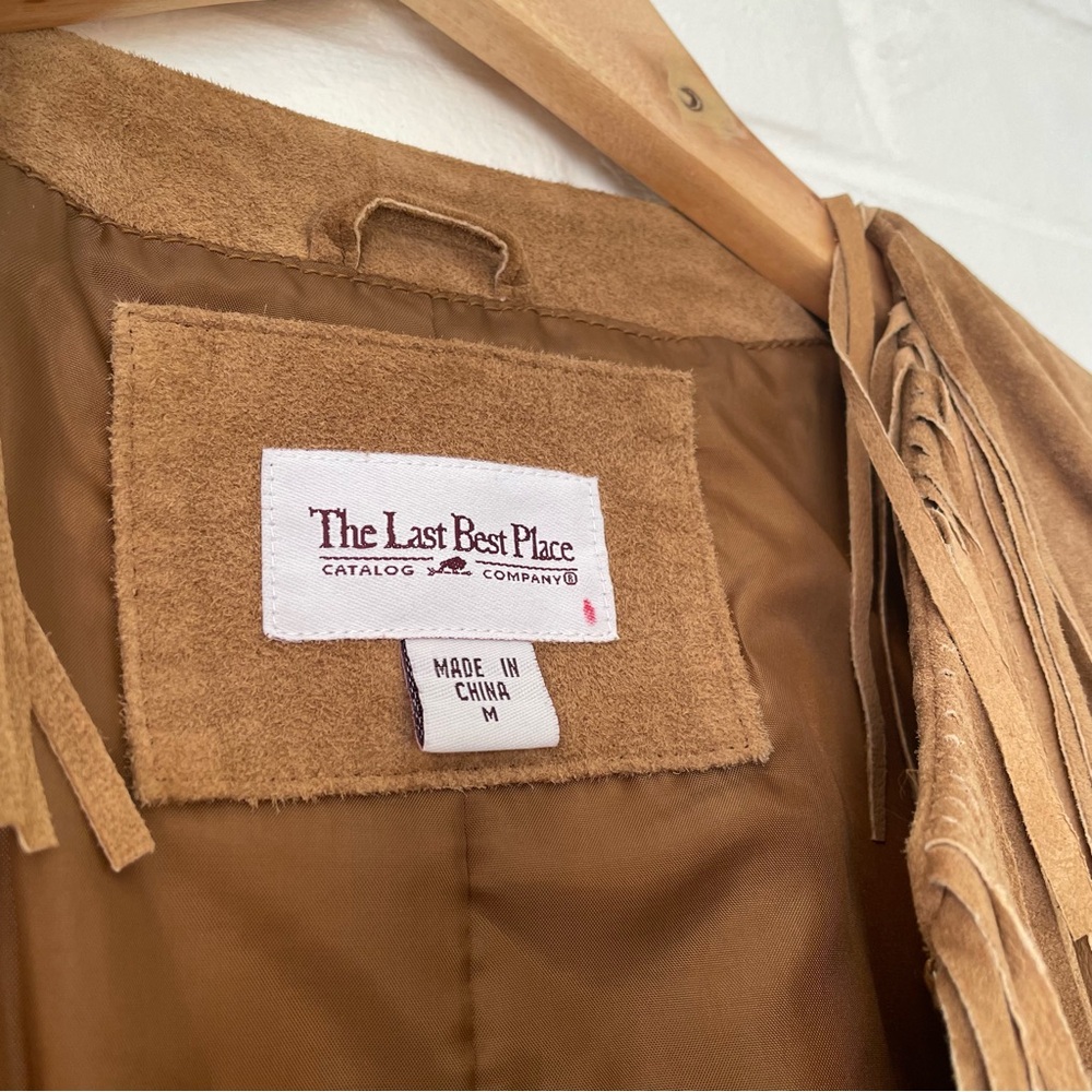 The Last Best Place Tan Suede Fringe Jacket Vintage Beauty Size Medium Festival - Picture 7 of 12